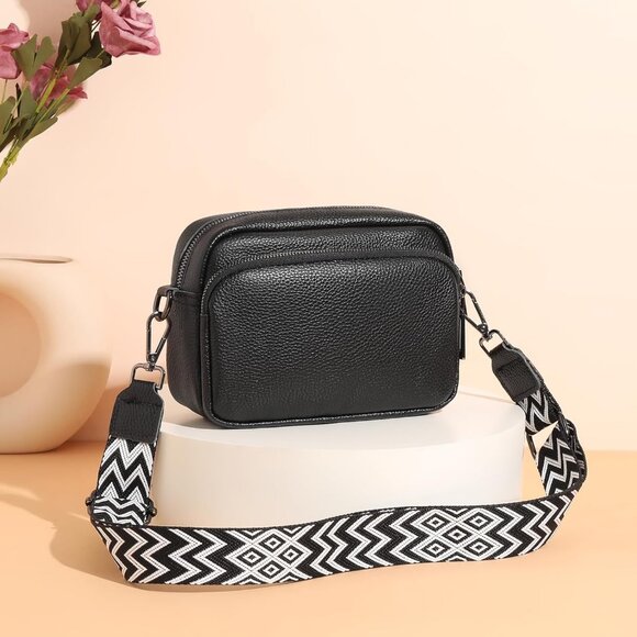 Women Crossbody Bag PU Leather Small Purse with Wide Adjustable Strap - Picture 7 of 7